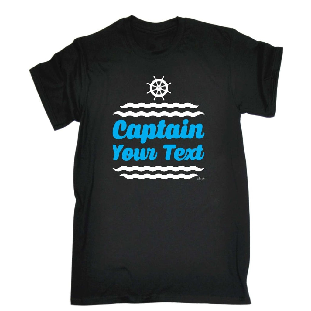 Captain Your Text Personalised - Mens Funny Novelty T-Shirt Tshirts BLACK T Shirt - 123t Australia | Funny T-Shirts Mugs Novelty Gifts