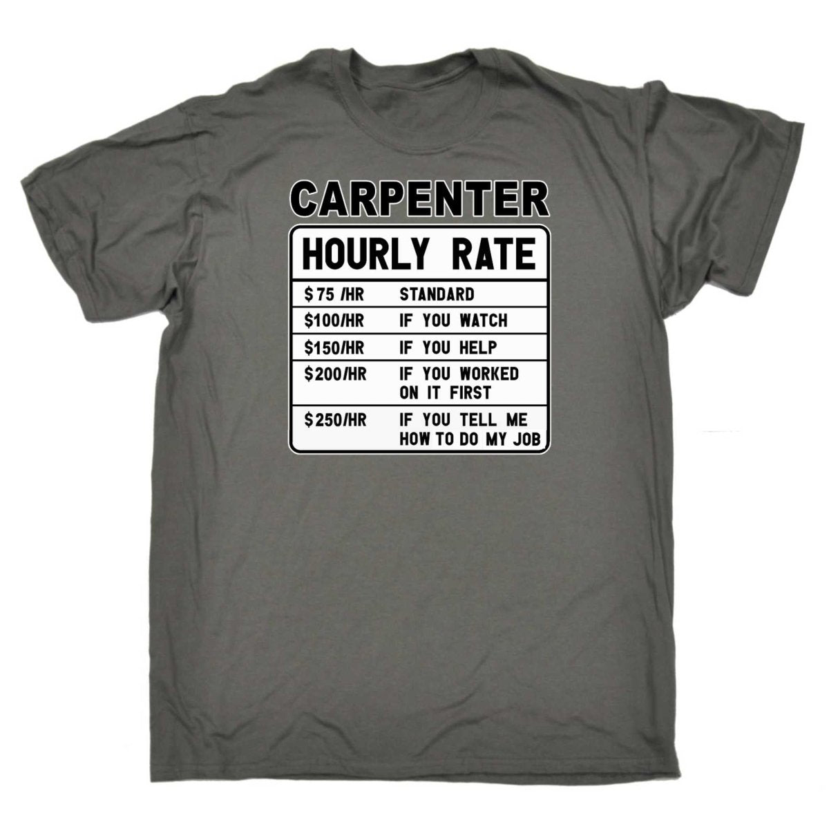 Carpenter Hourly Rate - Mens Funny T-Shirt Tshirts - 123t Australia | Funny T-Shirts Mugs Novelty Gifts