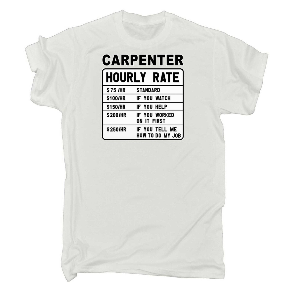 Carpenter Hourly Rate - Mens Funny T-Shirt Tshirts - 123t Australia | Funny T-Shirts Mugs Novelty Gifts