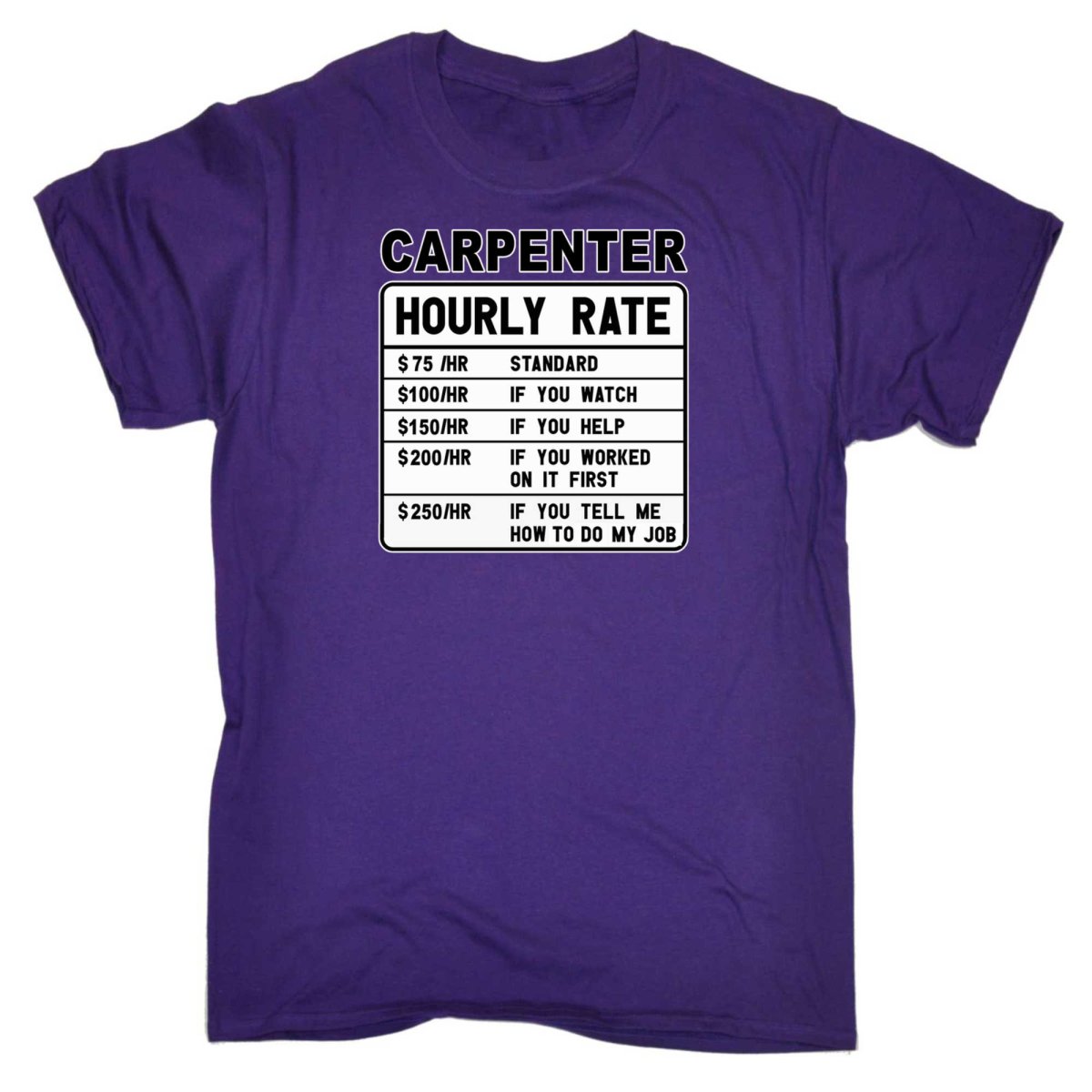 Carpenter Hourly Rate - Mens Funny T-Shirt Tshirts - 123t Australia | Funny T-Shirts Mugs Novelty Gifts