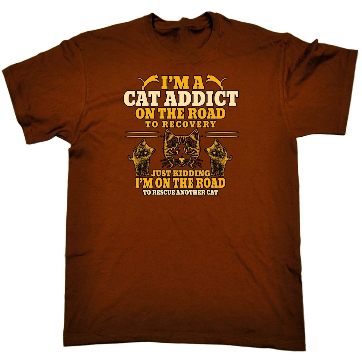 Cat Addict On The Road To Recovery Kitten Pussy Cats - Mens Funny T-Shirt Tshirts Tee Shirt - 123t Australia | Funny T-Shirts Mugs Novelty Gifts