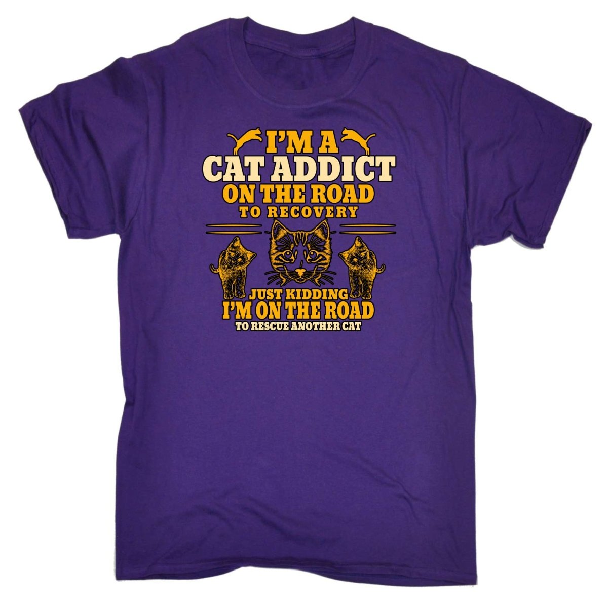 Cat Addict On The Road To Recovery Kitten Pussy Cats - Mens Funny T-Shirt Tshirts Tee Shirt - 123t Australia | Funny T-Shirts Mugs Novelty Gifts