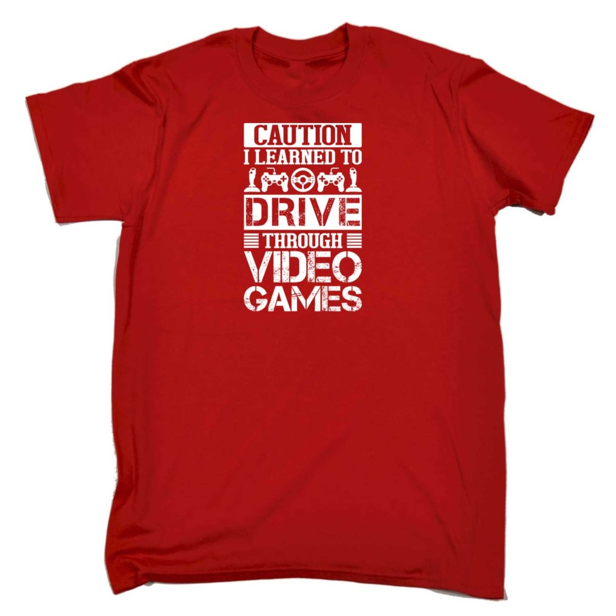 Caution I Learned To Drive Through Video Games Gamer - Mens Funny T-Shirt Tshirts - 123t Australia | Funny T-Shirts Mugs Novelty Gifts