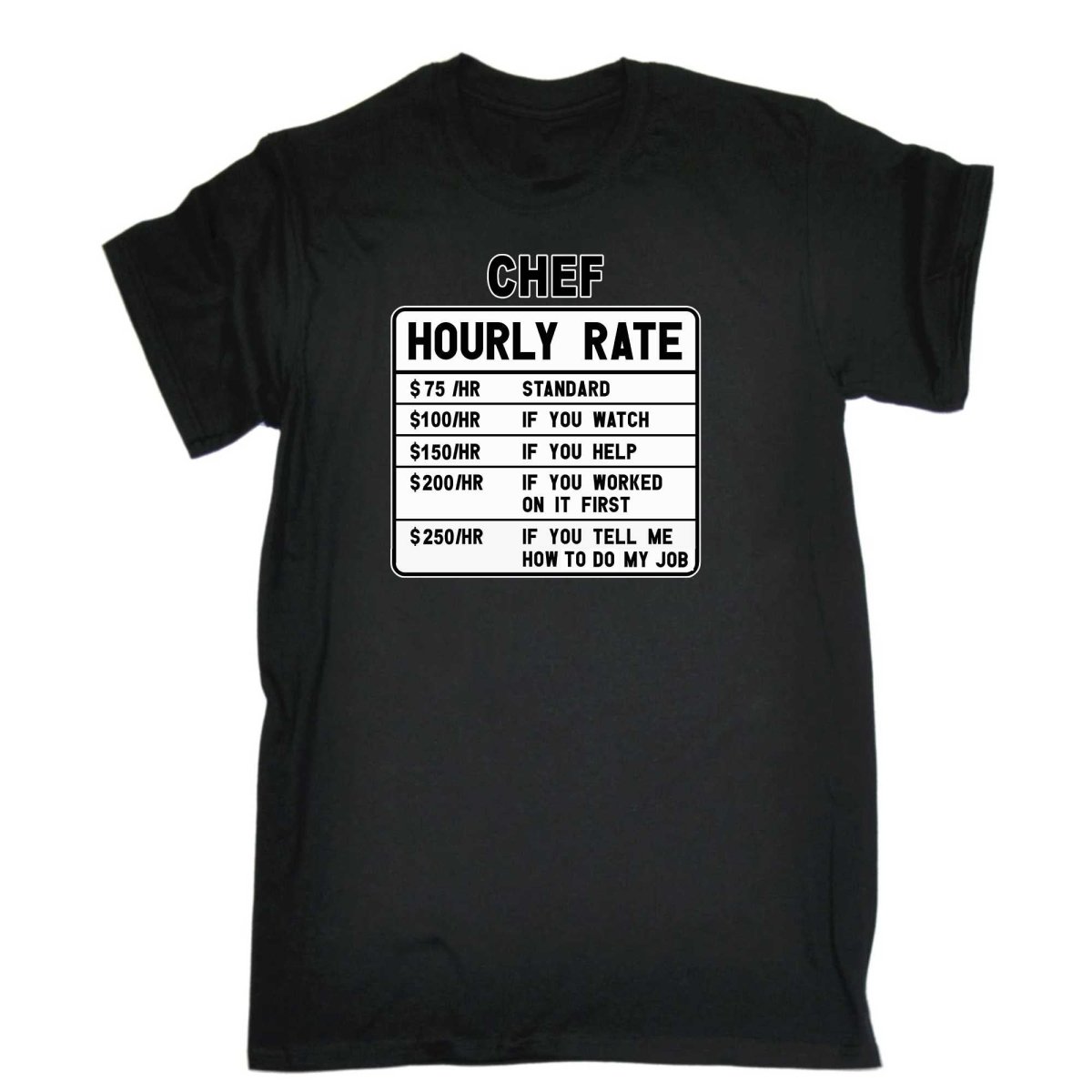 Chef Hourly Rate - Mens Funny T-Shirt Tshirts - 123t Australia | Funny T-Shirts Mugs Novelty Gifts