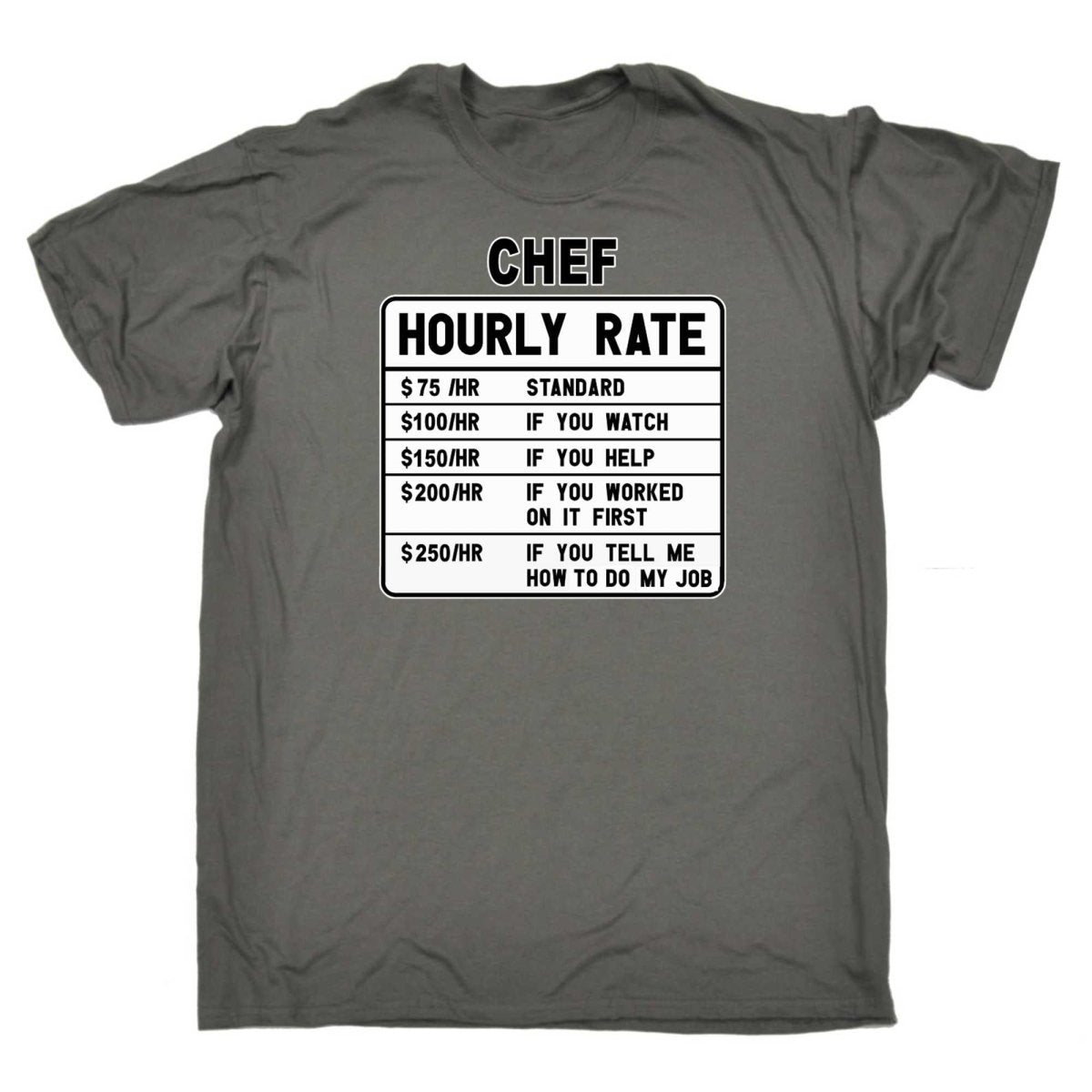 Chef Hourly Rate - Mens Funny T-Shirt Tshirts - 123t Australia | Funny T-Shirts Mugs Novelty Gifts