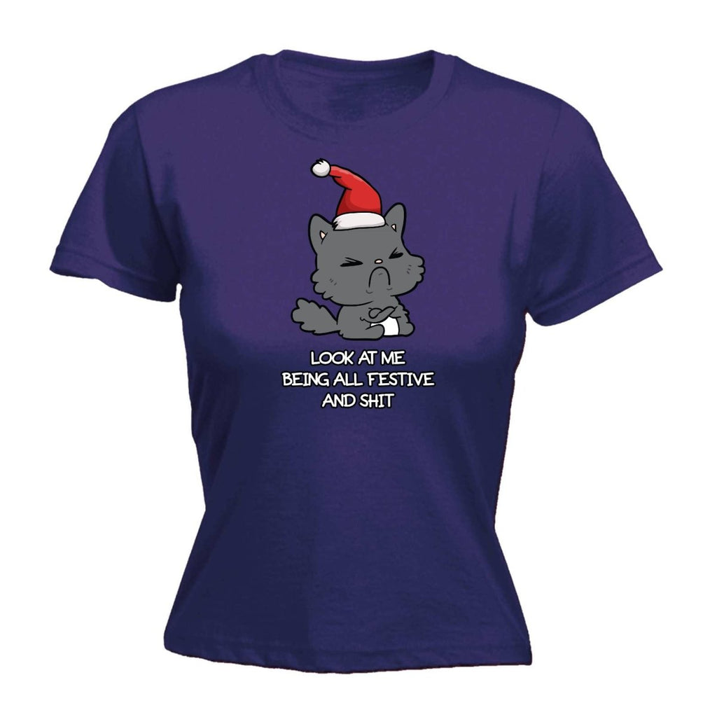 Christmas Cat Lookatme Festive Animal - Funny Womens T-Shirt Tshirt - 123t Australia | Funny T-Shirts Mugs Novelty Gifts