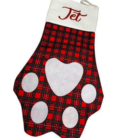 Christmas Pet Stocking Gift Bag Dog Cat Paw Socks Xmas Tree Decorations ANY NAME - 123t Australia | Funny T-Shirts Mugs Novelty Gifts