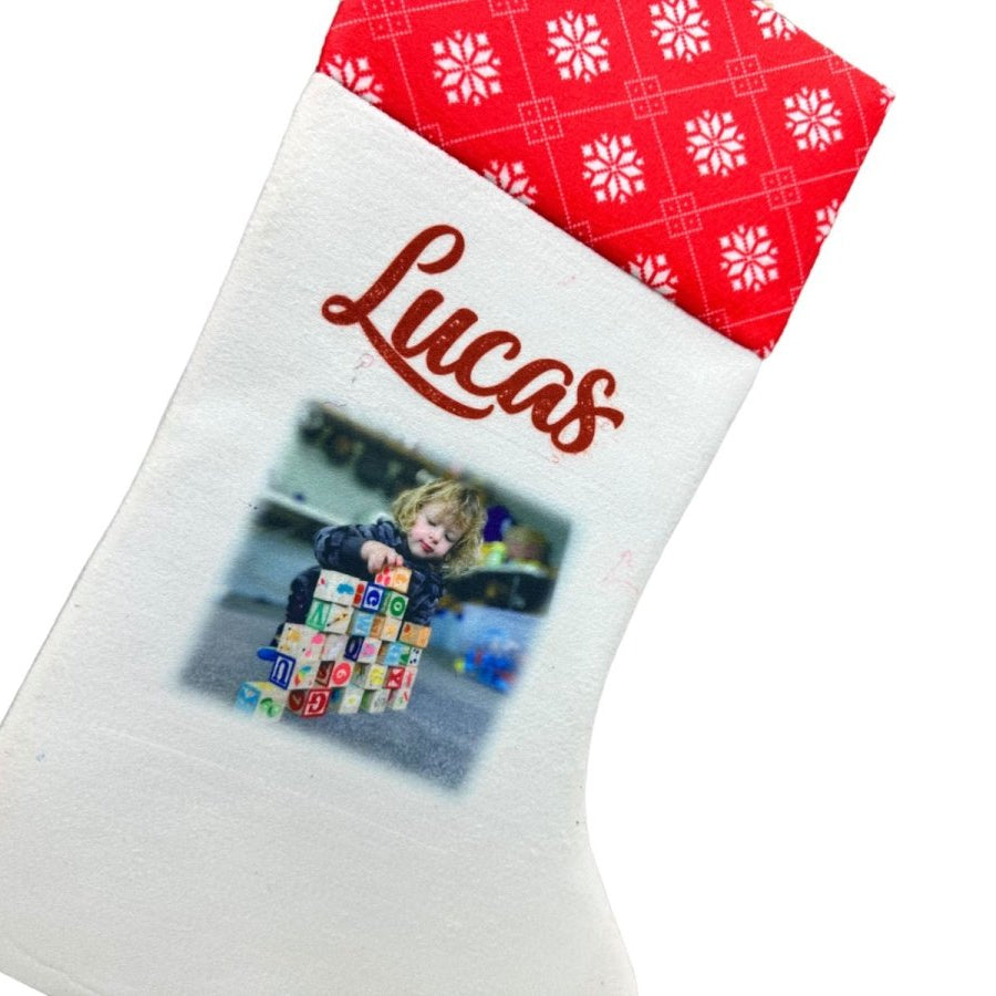 Christmas Stocking Personalised Xmas Text Image Tree Gifts Bag Gifts Stockings - 123t Australia | Funny T-Shirts Mugs Novelty Gifts