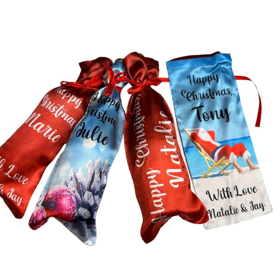 Christmas Wine Bottle Bag - Personalised Santa Claus Cover Xmas Decor Gift Bags - 123t Australia | Funny T-Shirts Mugs Novelty Gifts