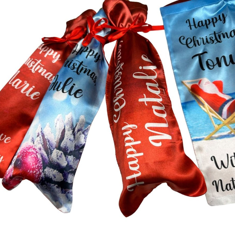 Christmas Wine Bottle Bag - Personalised Santa Claus Cover Xmas Decor Gift Bags - 123t Australia | Funny T-Shirts Mugs Novelty Gifts