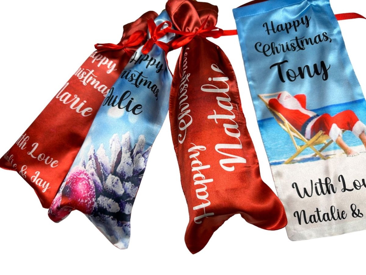 Christmas Wine Bottle Bag - Personalised Santa Claus Cover Xmas Decor Gift Bags - 123t Australia | Funny T-Shirts Mugs Novelty Gifts