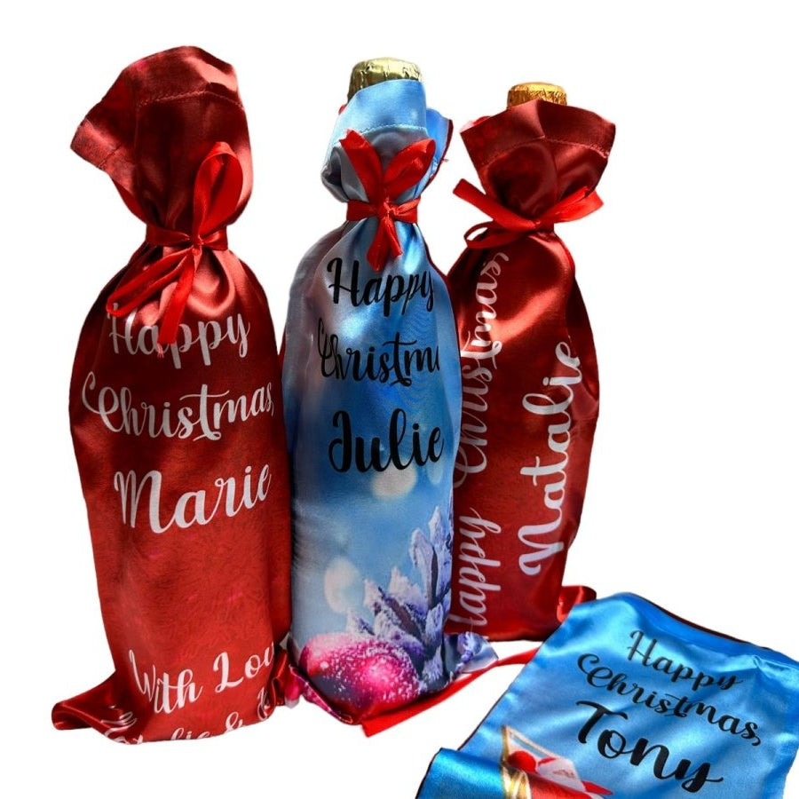 Christmas Wine Bottle Bag - Personalised Santa Claus Cover Xmas Decor Gift Bags - 123t Australia | Funny T-Shirts Mugs Novelty Gifts