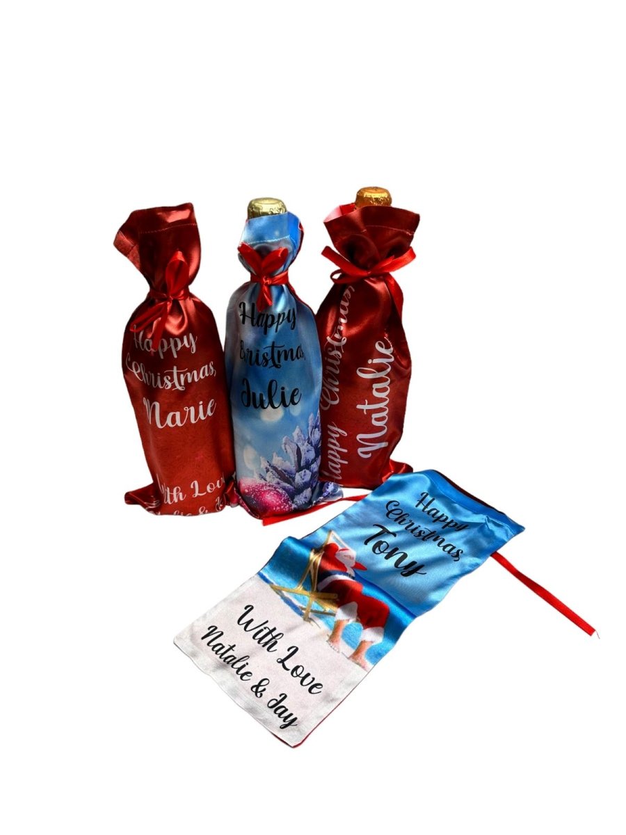 Christmas Wine Bottle Bag - Personalised Santa Claus Cover Xmas Decor Gift Bags - 123t Australia | Funny T-Shirts Mugs Novelty Gifts