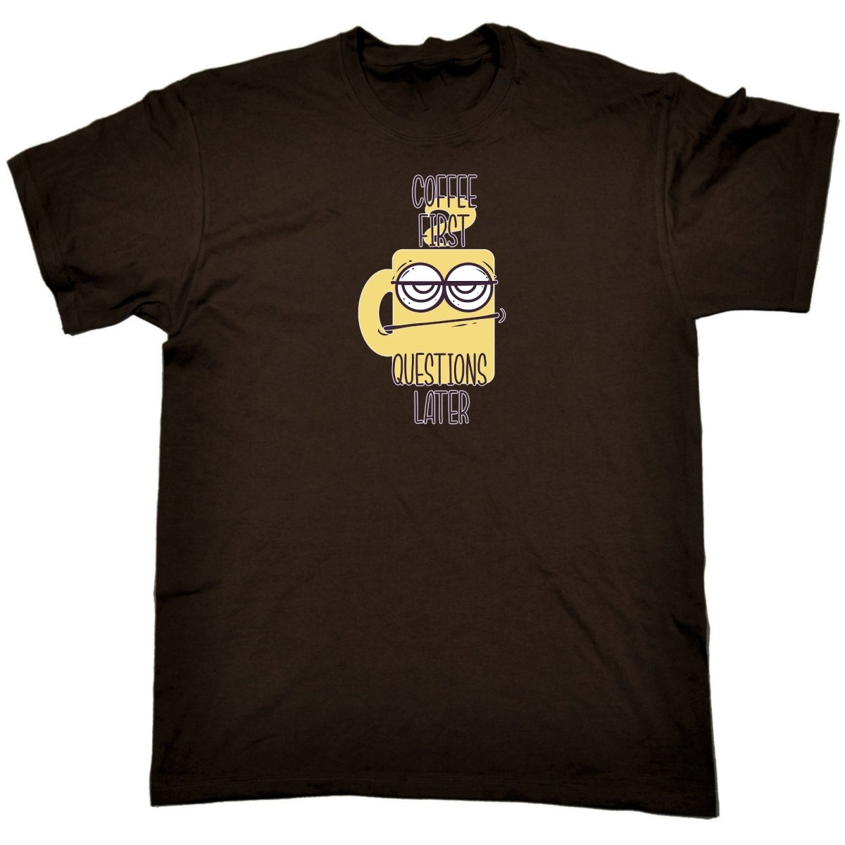 Coffee First Questions Later - Mens Funny T-Shirt Tshirts - 123t Australia | Funny T-Shirts Mugs Novelty Gifts