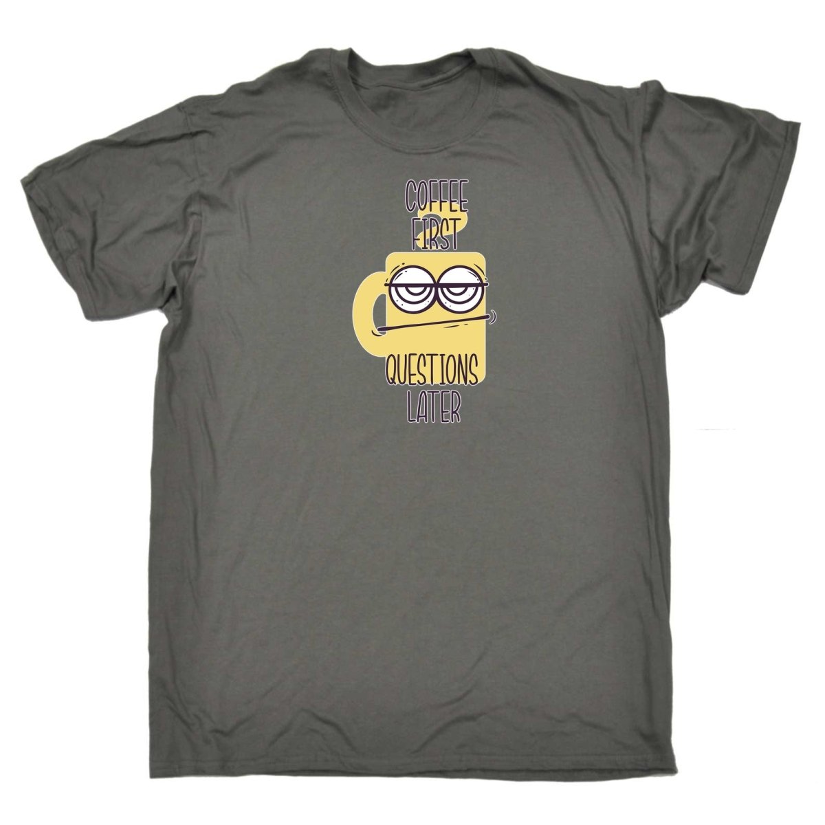 Coffee First Questions Later - Mens Funny T-Shirt Tshirts - 123t Australia | Funny T-Shirts Mugs Novelty Gifts