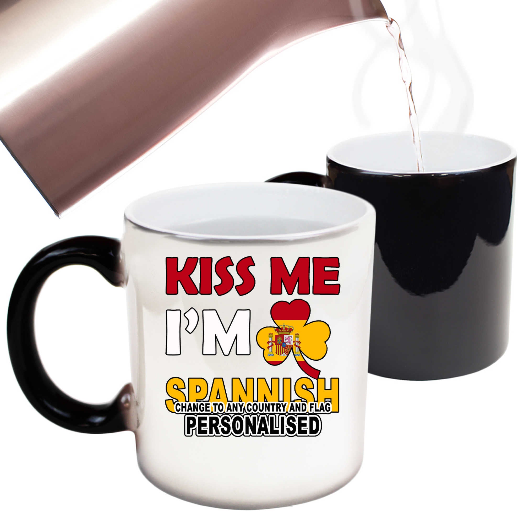 Kiss Me Im Any Country And Flag Personalised - Funny Colour Changing Mug