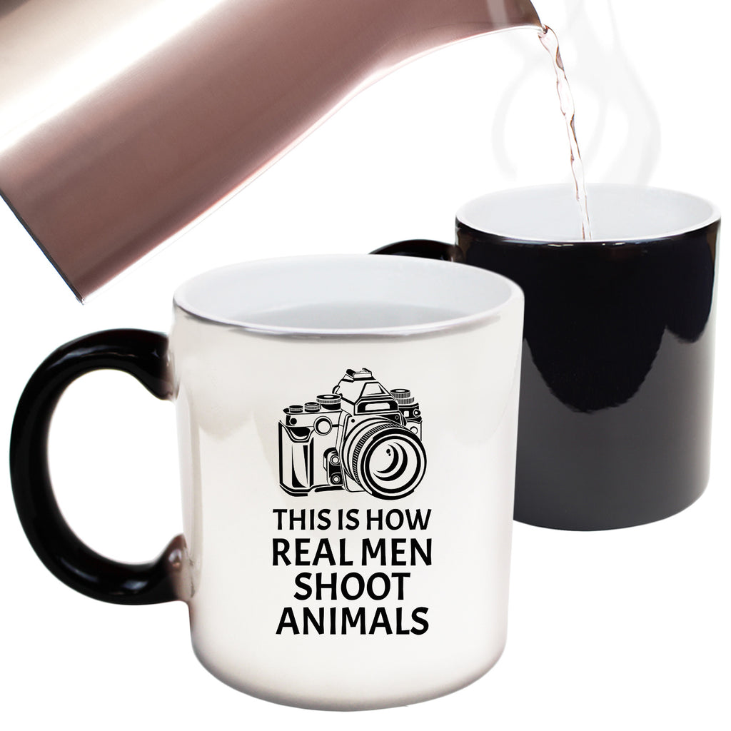 This Is How Real Men Shoot Animals Camera Vegan - Funny Colour Changing Mug