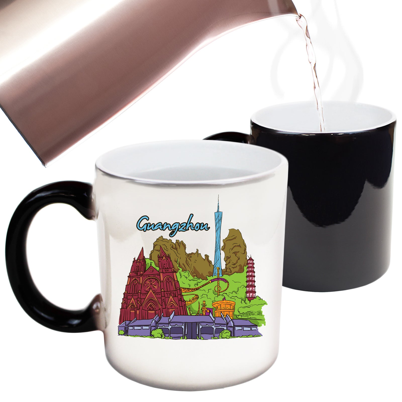 Guangzhou China Country Flag Destination - Funny Colour Changing Mug