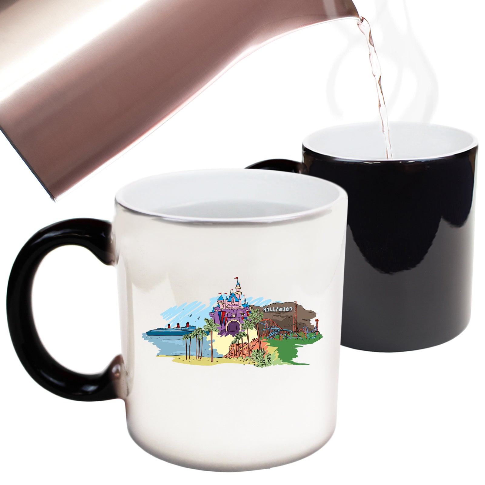 Hollywood Los Angeles California Country Flag Destination - Funny Colour Changing Mug