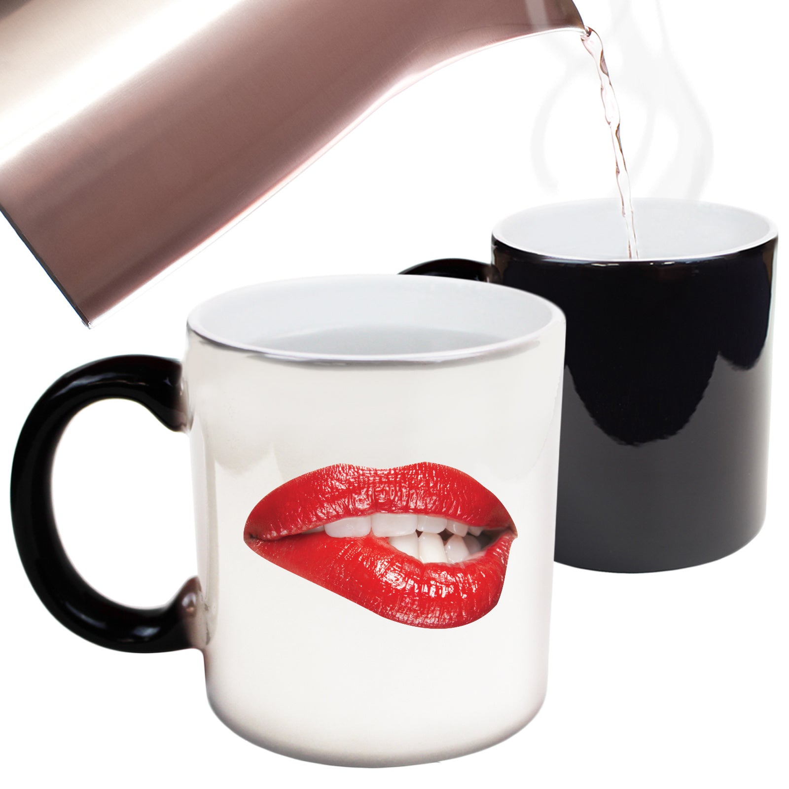 Biting Red Lips - Funny Colour Changing Mug Cup