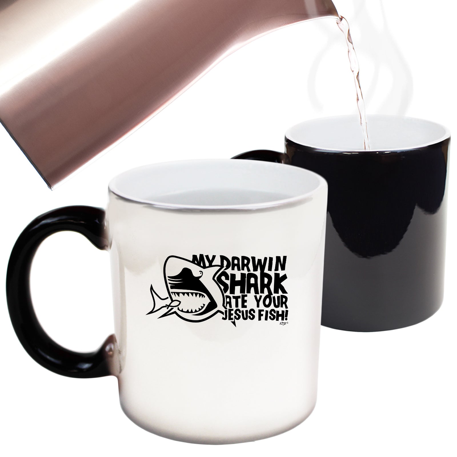 My Darwin Shark Ate Your Jesus Fish - Funny Colour Changing Mug