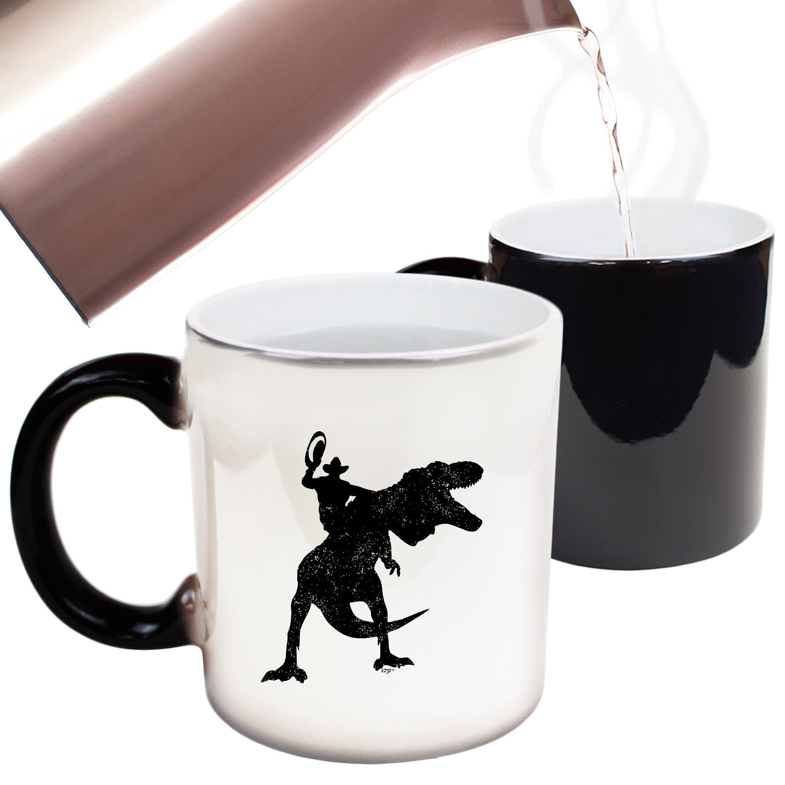 Cowboy Riding T Rex Dinosaur - Funny Colour Changing Mug Cup