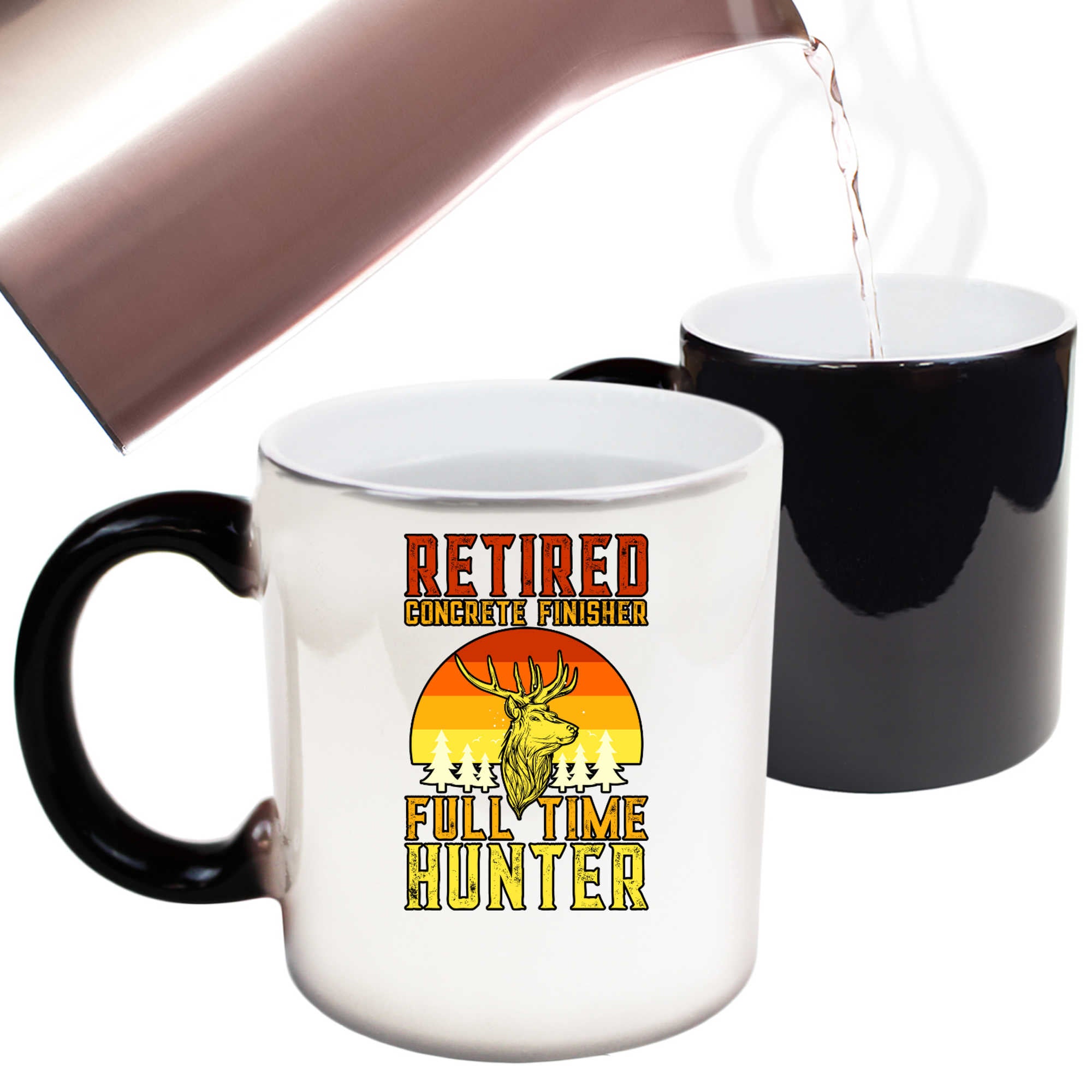 Retired Concrete Finisher Full Time Hunter - Funny Colour Changing Mug