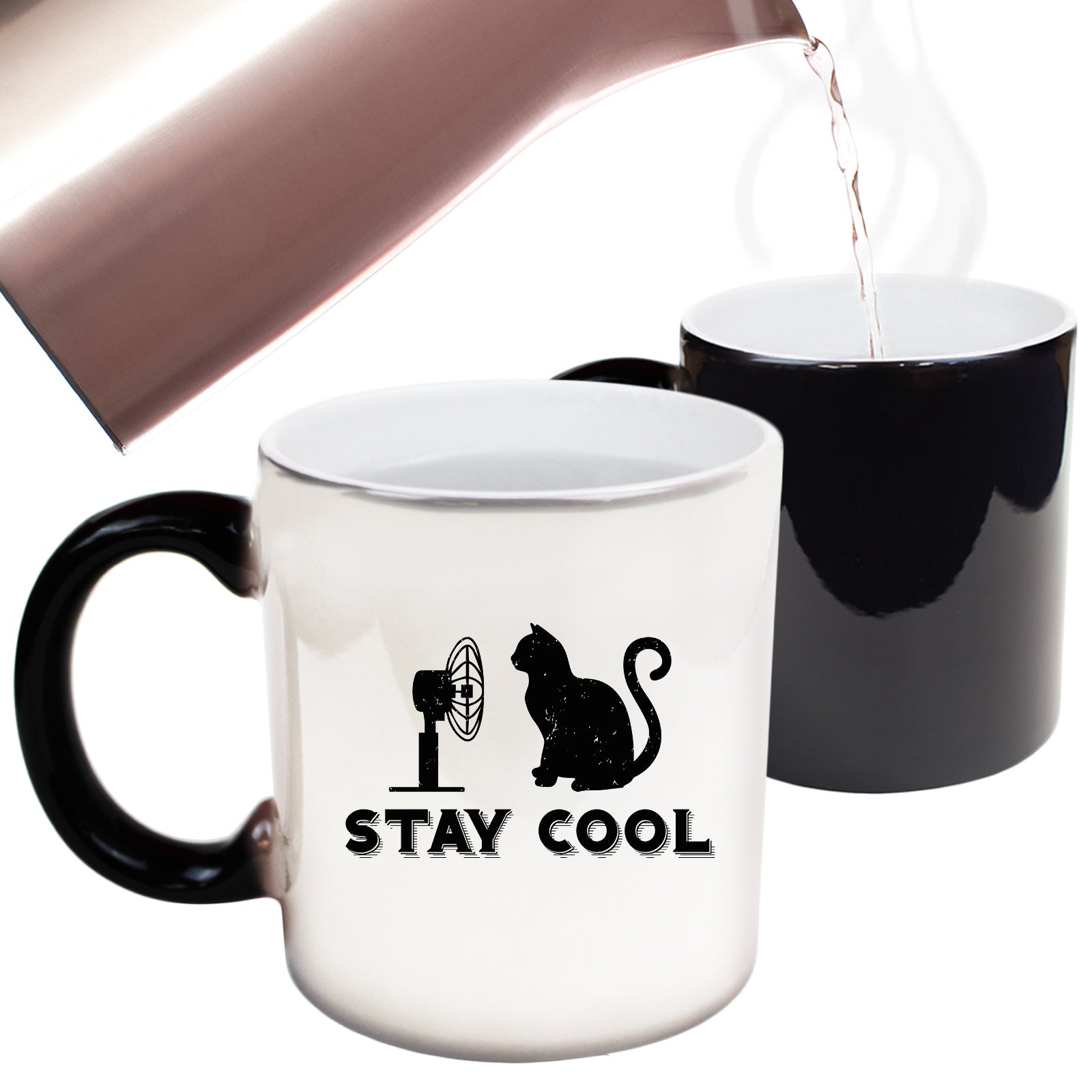 Stay Cool Cat Fan Kitten Pussy Cats - Funny Colour Changing Mug