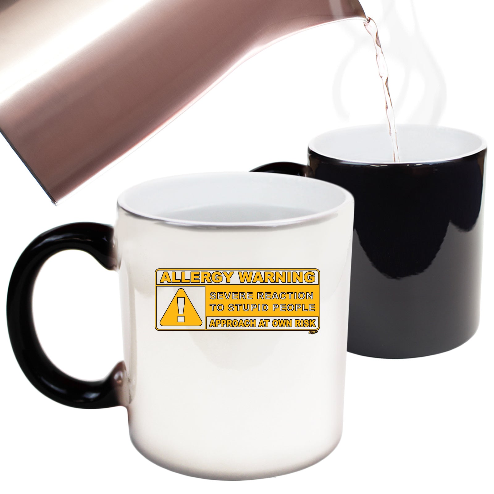 Allergy Warning Stupid People - Funny Colour Changing Mug Cup