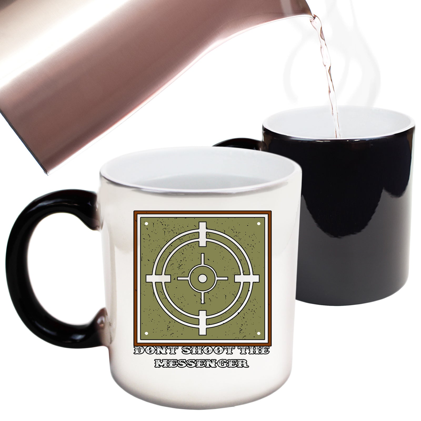 Dont Shoot The Messenger Target - Funny Colour Changing Mug