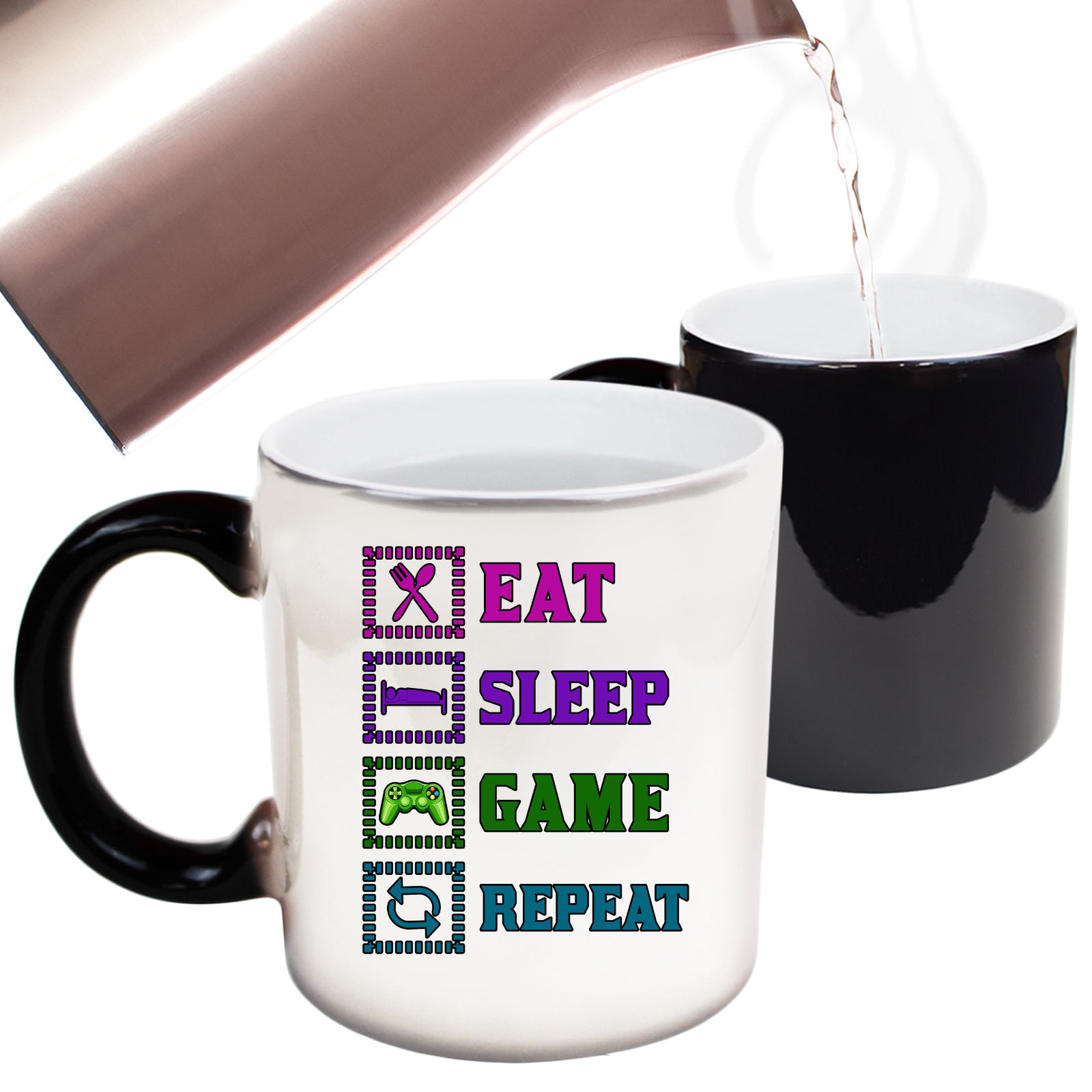 Eat Sleep Game Repeat - Funny Colour Changing Mug