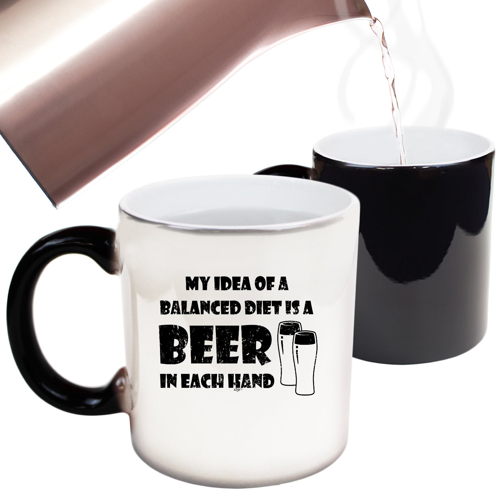 Balanced Diet Is A Beer Each Hand - Funny Colour Changing Mug Cup