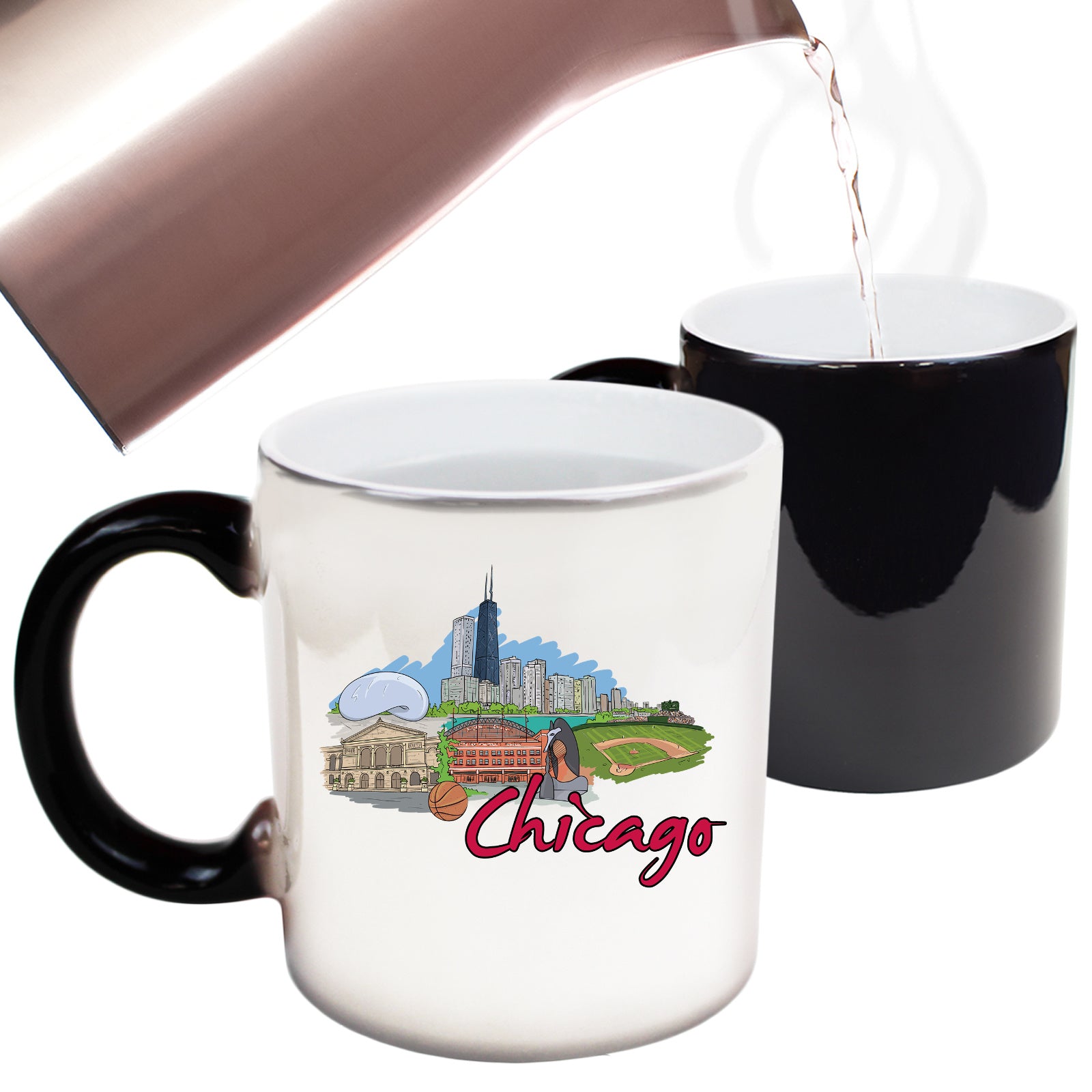 Chicago Lake Muchigan Illinois Usa Country Flag Destination - Funny Colour Changing Mug