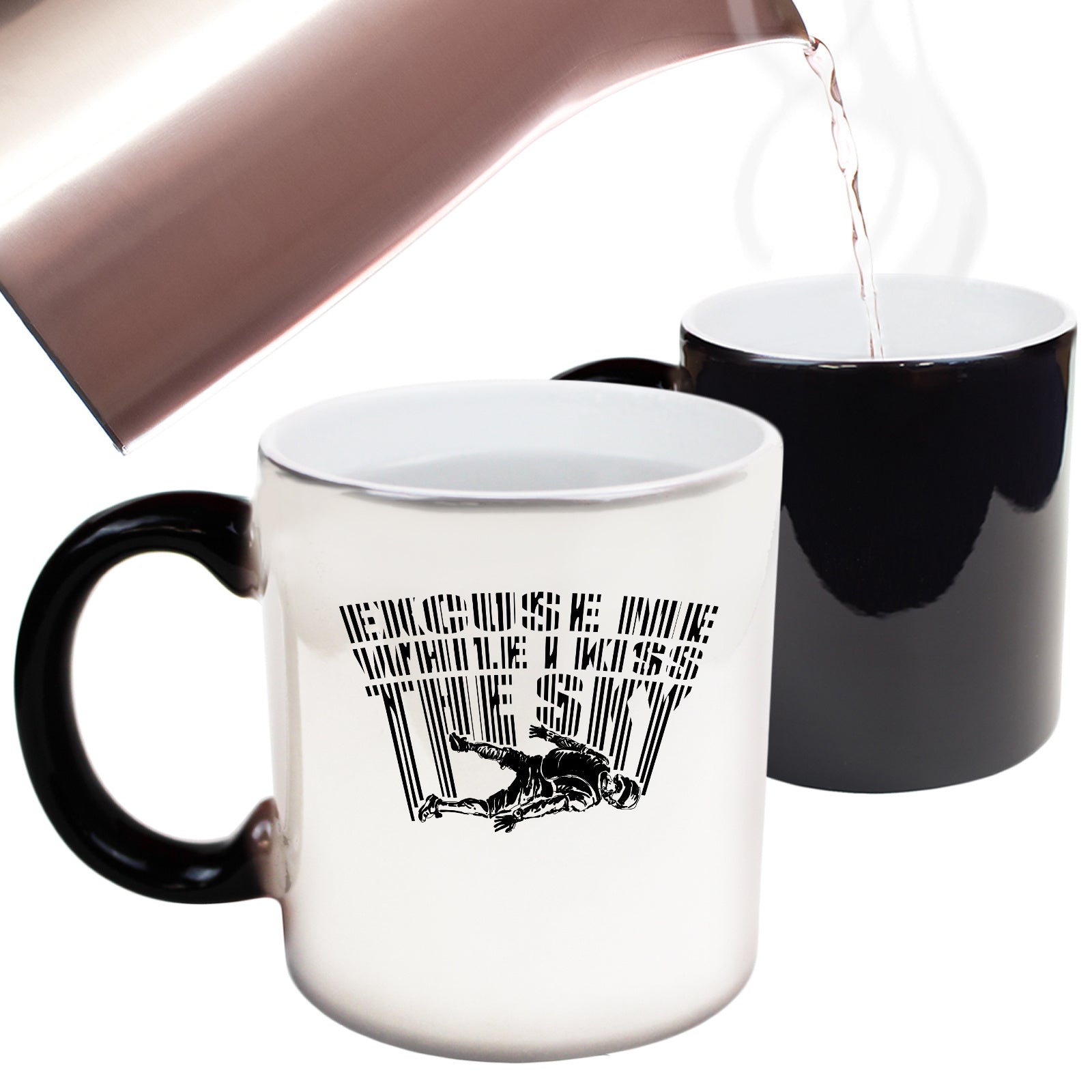 Skydive Excuse Me While Kiss The Sky - Funny Colour Changing Mug