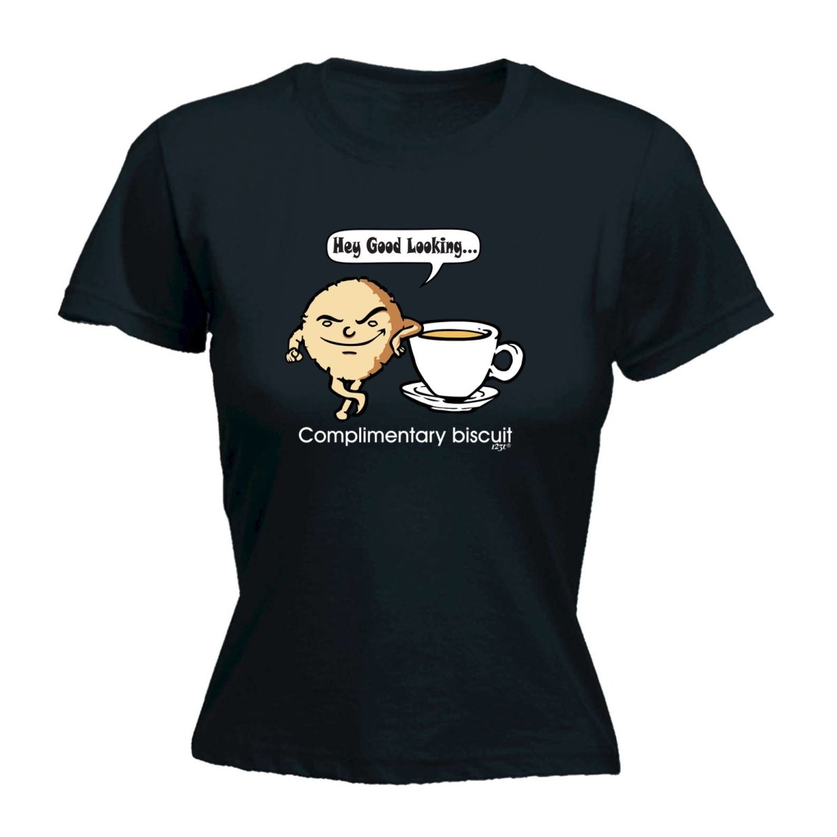 Complimentary Biscuit Coffee - Funny Novelty Womens T-Shirt T Shirt Tshirt - 123t Australia | Funny T-Shirts Mugs Novelty Gifts