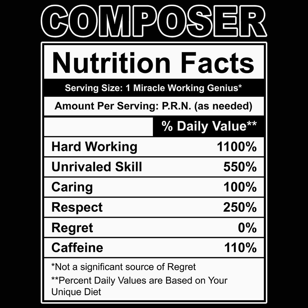 Composer Nutrition Facts - Mens Funny T-Shirt Tshirts - 123t Australia | Funny T-Shirts Mugs Novelty Gifts
