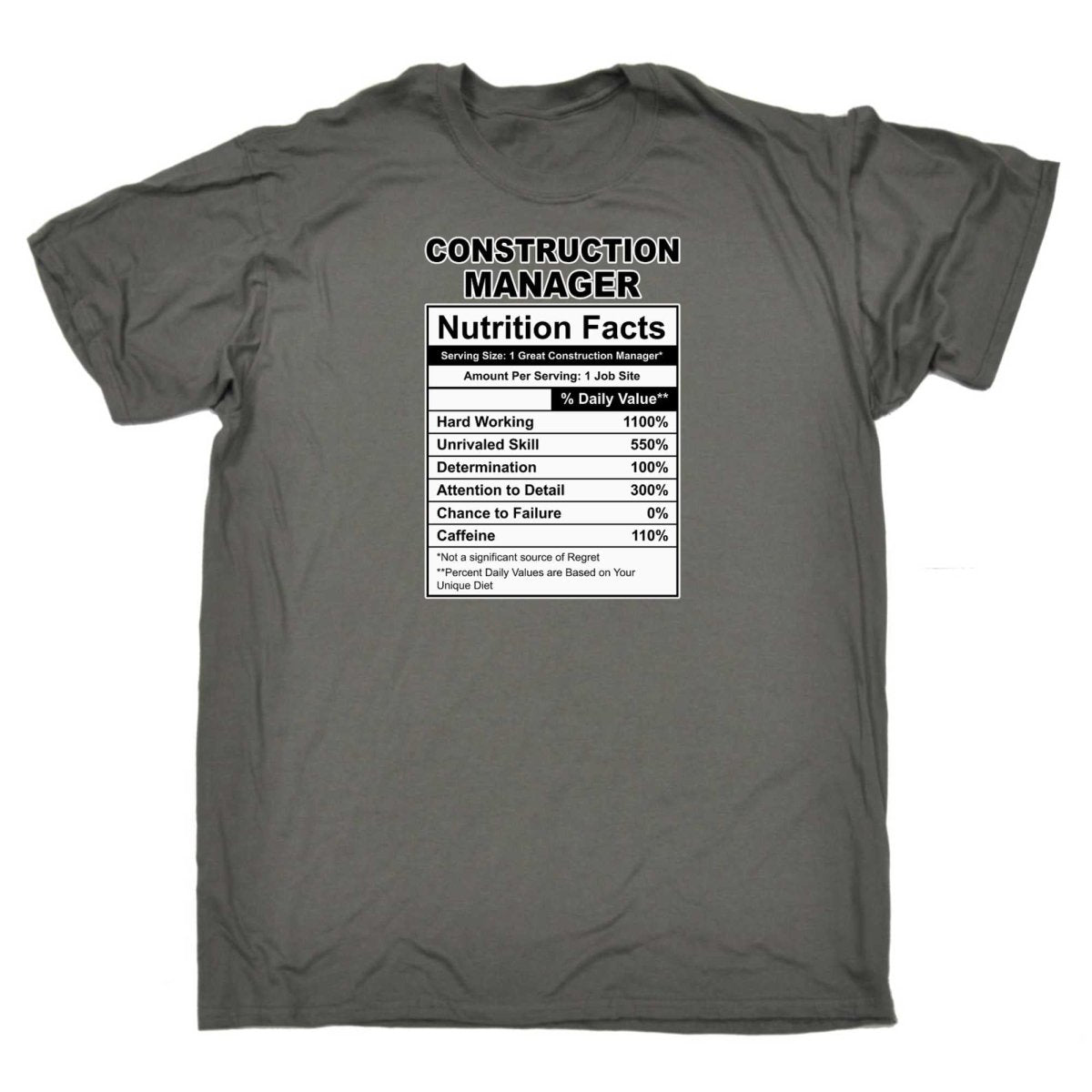 Construction Manager Nutrition Facts - Mens Funny T-Shirt Tshirts - 123t Australia | Funny T-Shirts Mugs Novelty Gifts
