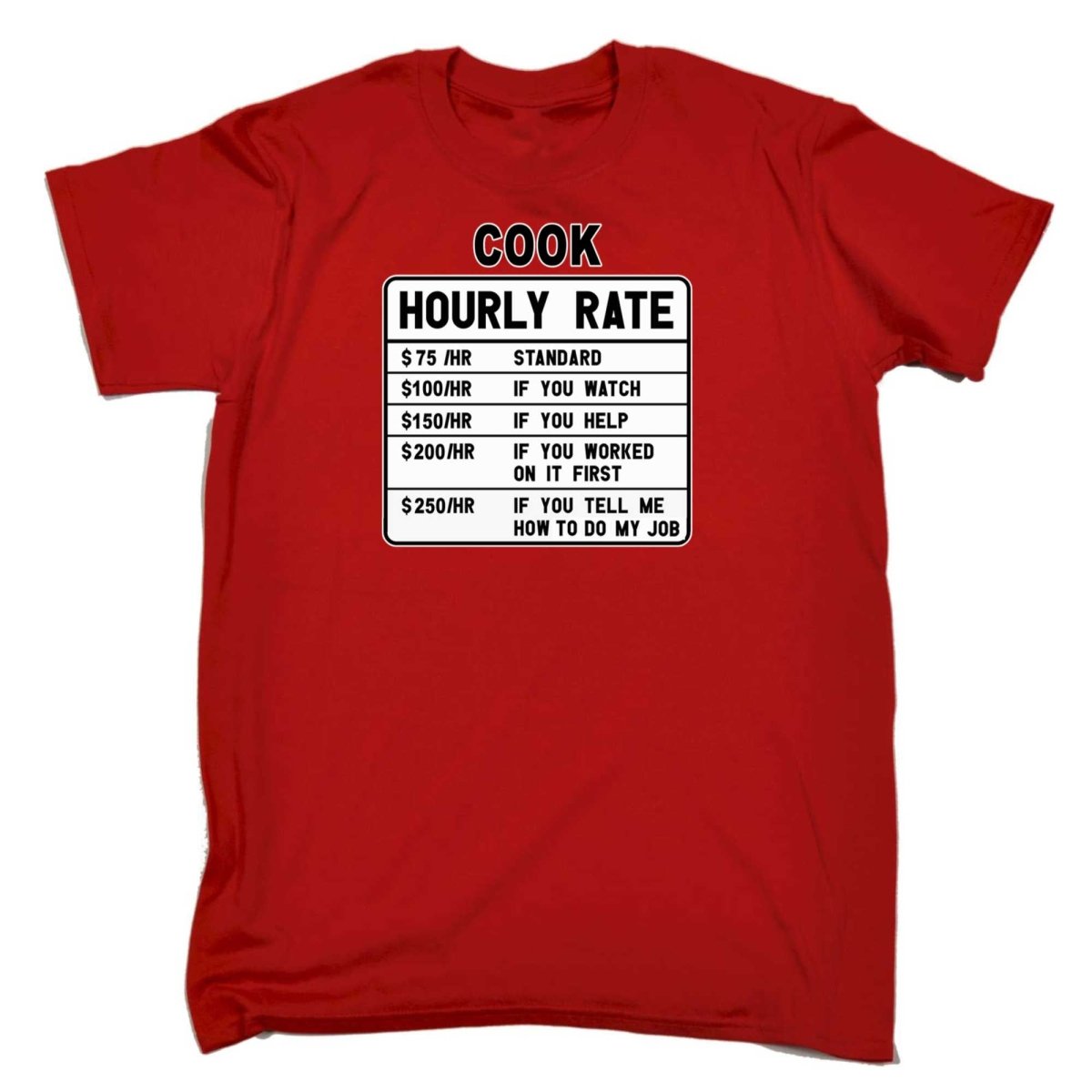 Cook Hourly Rate - Mens Funny T-Shirt Tshirts - 123t Australia | Funny T-Shirts Mugs Novelty Gifts