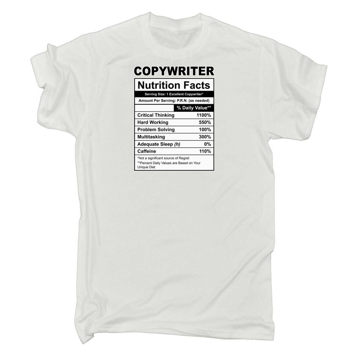 Copywriter Nutrition Facts - Mens Funny T-Shirt Tshirts - 123t Australia | Funny T-Shirts Mugs Novelty Gifts