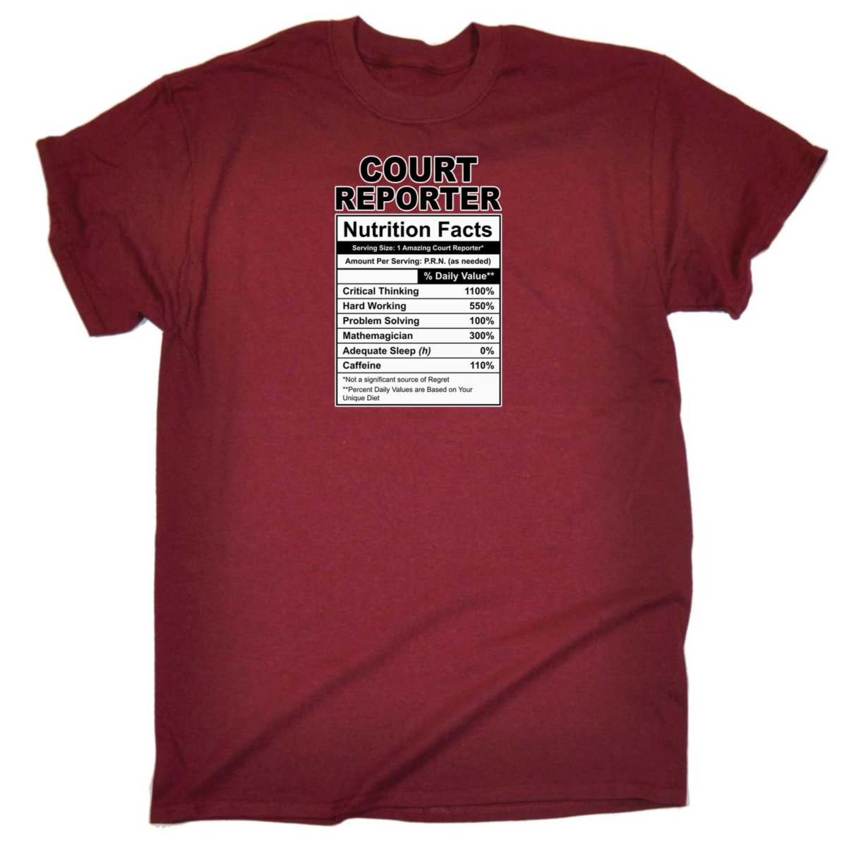 Court Reporter Nutrition Facts - Mens Funny T-Shirt Tshirts - 123t Australia | Funny T-Shirts Mugs Novelty Gifts