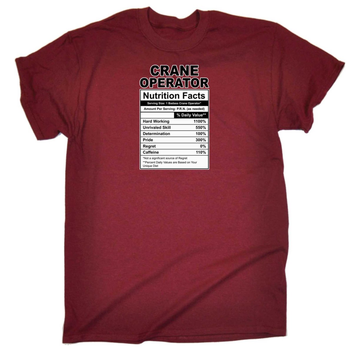 Crane Operator Nutrition Facts - Mens Funny T-Shirt Tshirts - 123t Australia | Funny T-Shirts Mugs Novelty Gifts