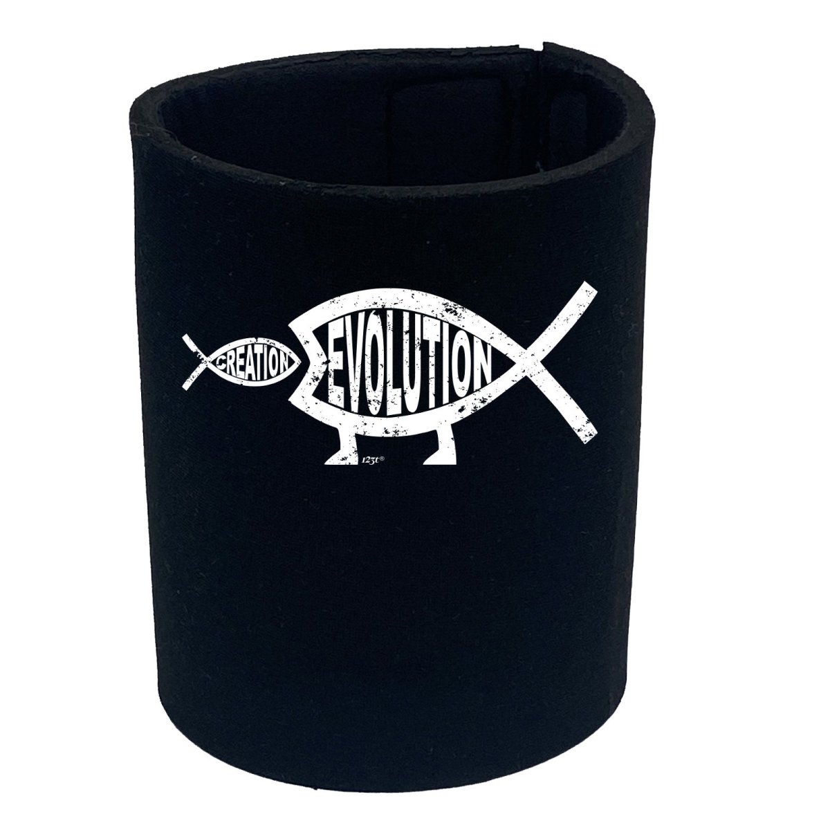 Creation Evolution Fish - Funny Novelty Stubby Holder - 123t Australia | Funny T-Shirts Mugs Novelty Gifts