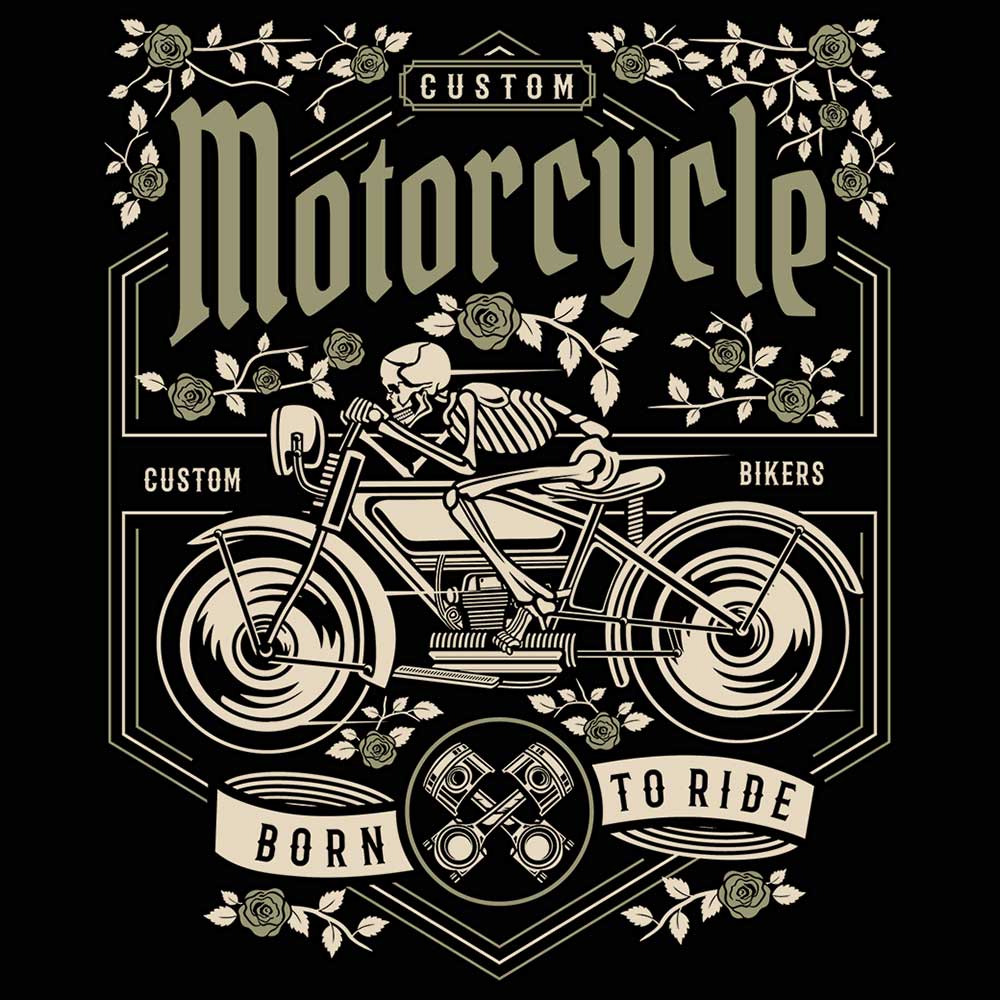 Custom Skull Motorcycle Motorbike - Mens Funny T-Shirt Tshirts - 123t Australia | Funny T-Shirts Mugs Novelty Gifts