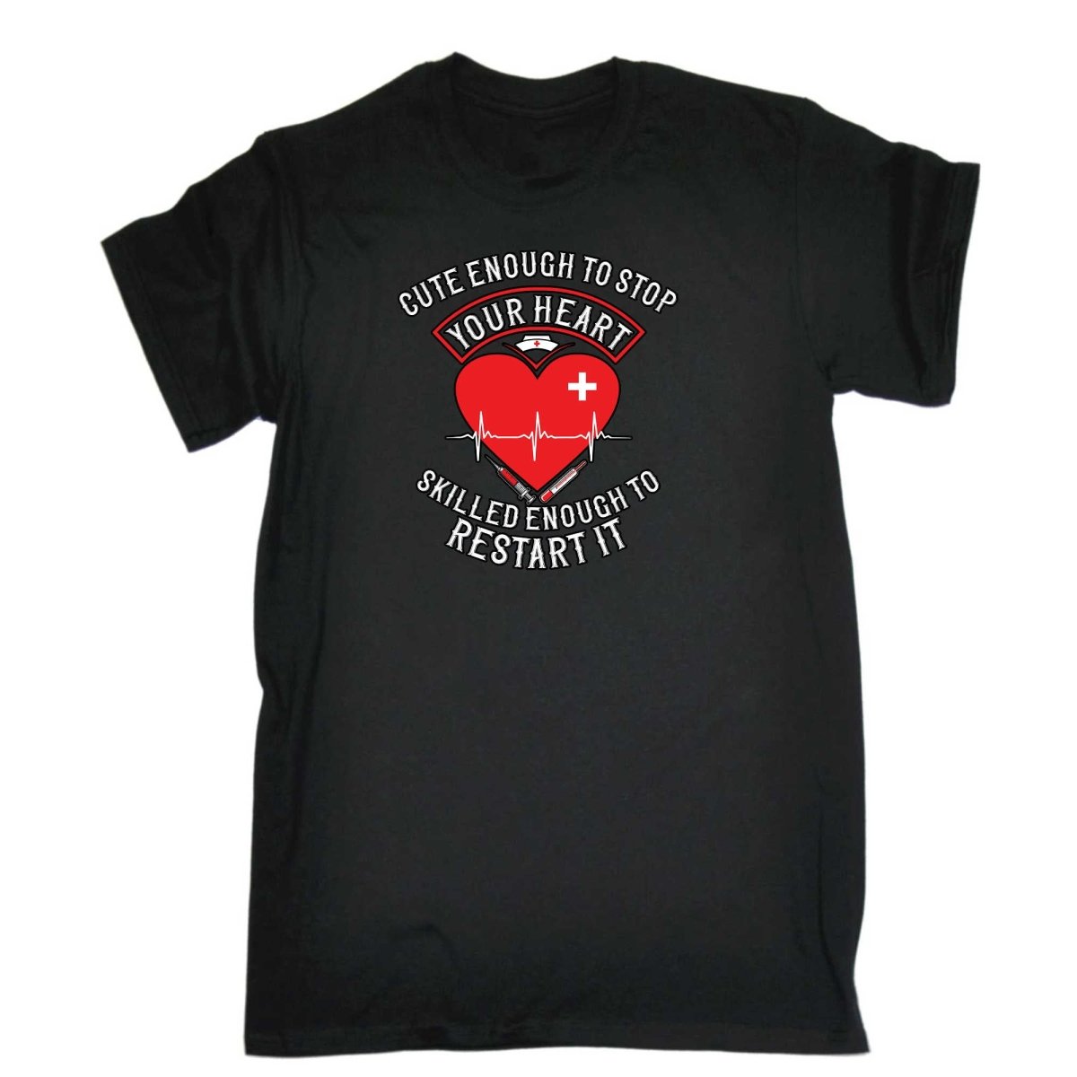 Cute Enough To Stop Your Heart V2 - Mens Funny T-Shirt Tshirts - 123t Australia | Funny T-Shirts Mugs Novelty Gifts