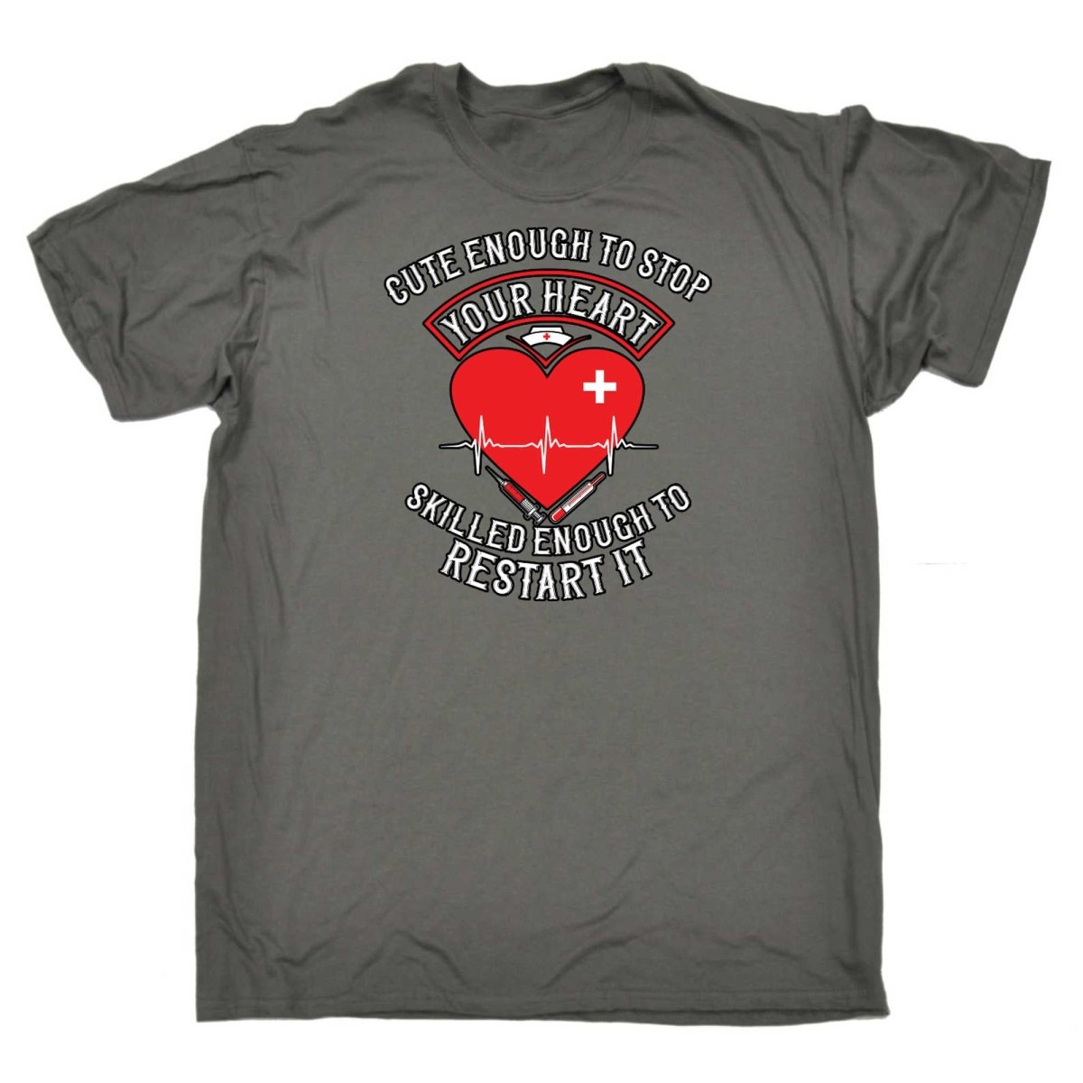 Cute Enough To Stop Your Heart V2 - Mens Funny T-Shirt Tshirts - 123t Australia | Funny T-Shirts Mugs Novelty Gifts