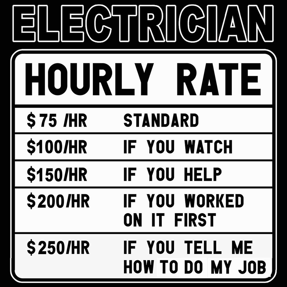Electrician Hourly Rate - Mens 123t Funny T-Shirt Tshirts