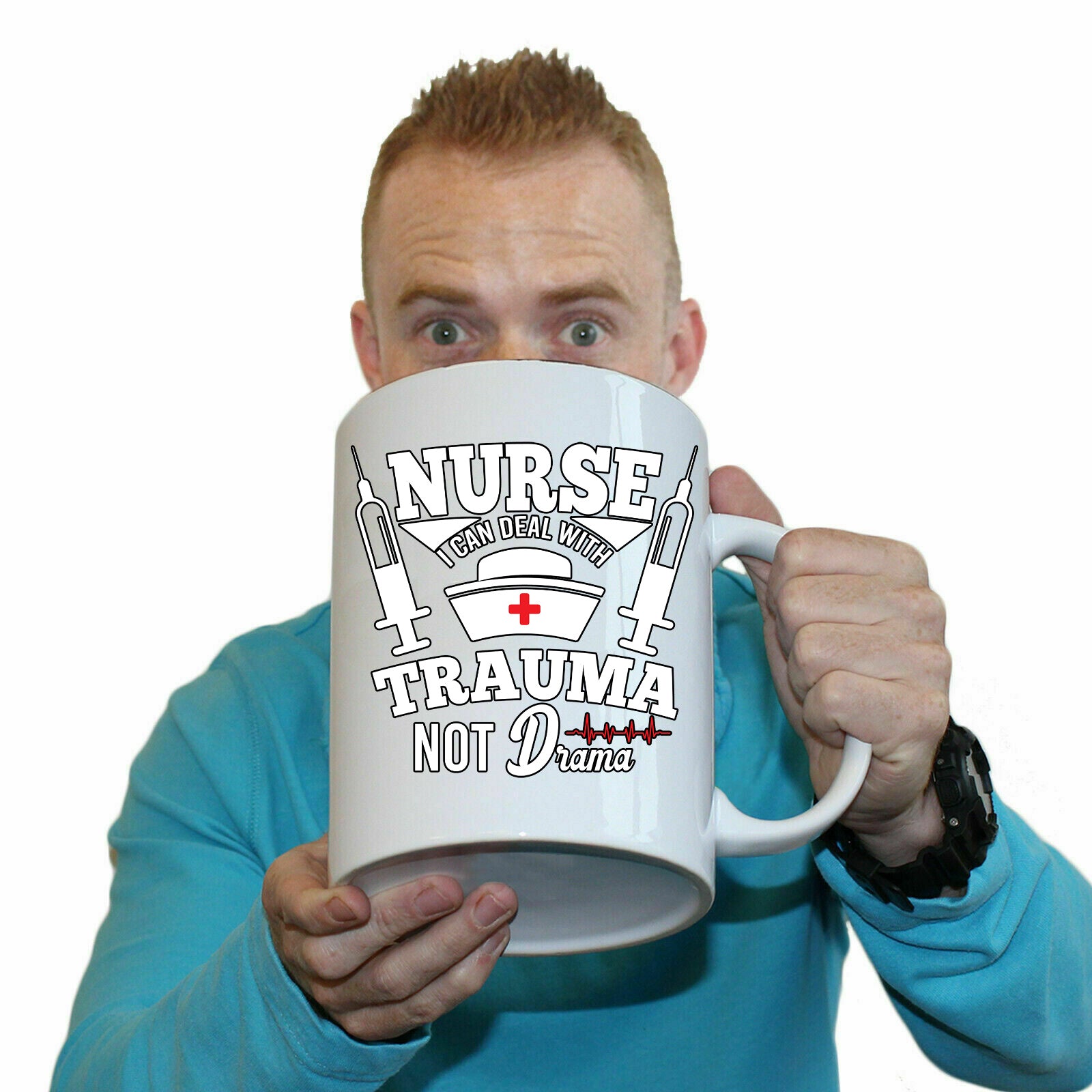 Nurse Can Deal With Trauma Not Drama - Funny Giant 2 Litre Mug