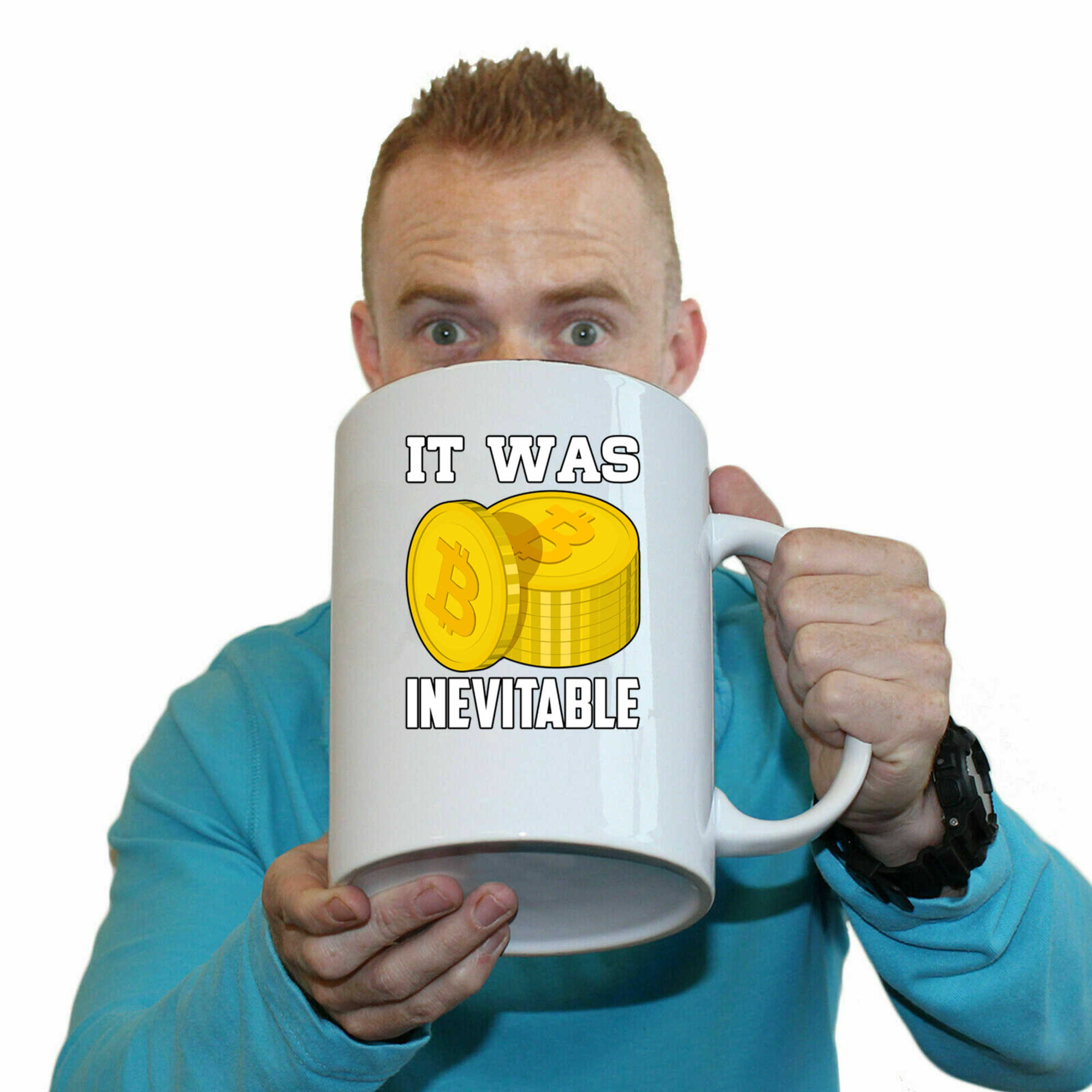 It Was Inevitable Bitcoin - Funny Giant 2 Litre Mug