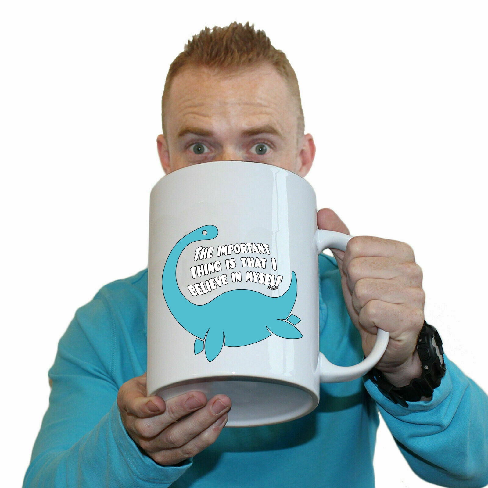 Believe In Myself Dinosaur - Funny Giant 2 Litre Mug Cup