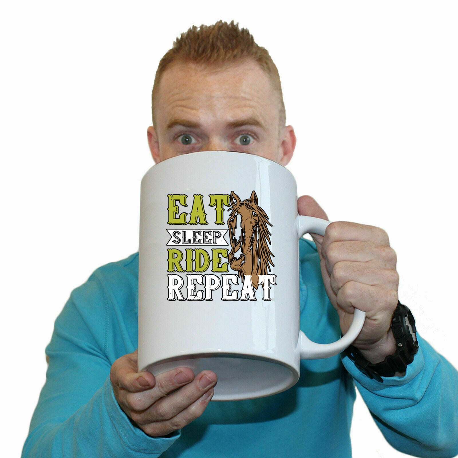 Eat Sleep Ride Repeat - Funny Giant 2 Litre Mug